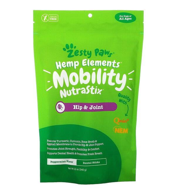 Zesty Paws Hemp Elements Mobility Nutrastix For Dogs For All Ages Peppermint 12 oz (340 g)