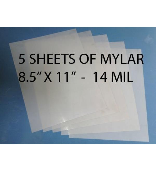 Heavy Duty 14mil Mylar Stencil Sheets - .014 Thick Polyester Sheet 8.5 x 11 (5-Pack)