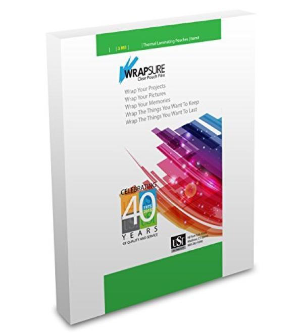USI WrapSure Thermal (Hot) Laminating Pouches/Sheets Legal Size 3 Mil Thick 9 x 14.5 Inches Clear Gloss 100-Pack