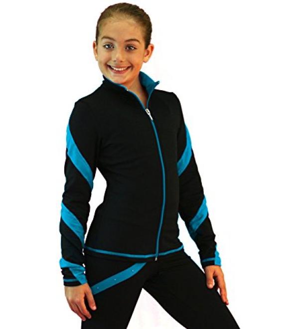 ChloeNoel Spiral Figure Skating Jacket J636 6-8 Turquoise