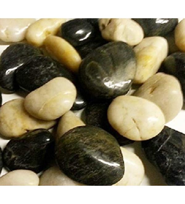 1kg Black and White Polished River Stones 30-60mm Home Garden Pond