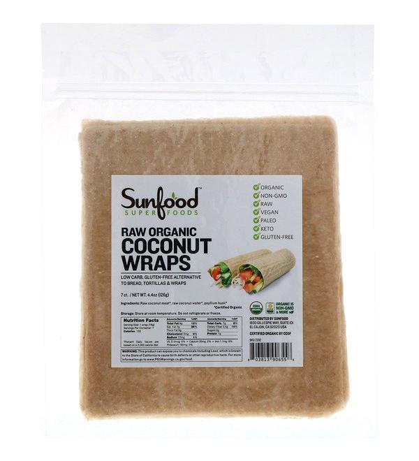 Sunfood Raw Organic Coconut Wraps 7 Wraps 4.4 oz (126 g)