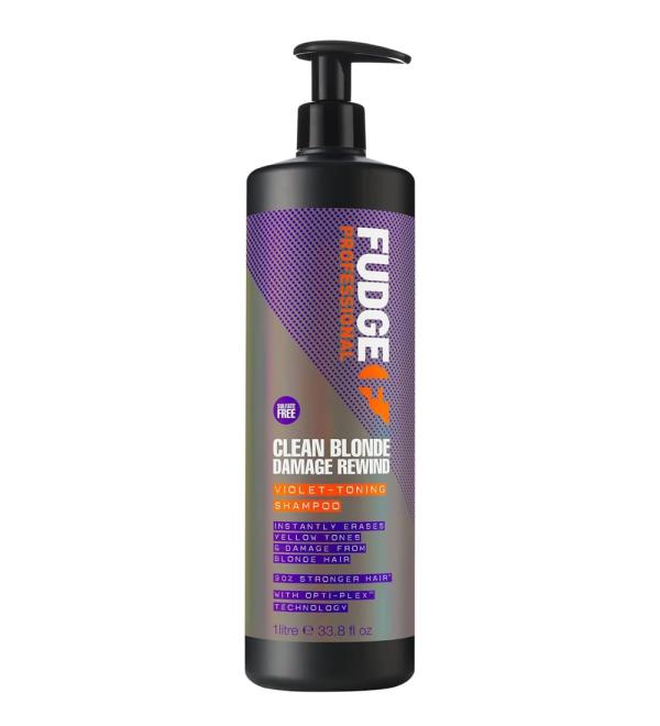 Shop Fudge Clean Blonde Damage Rewind Violet-Toning Shampoo 1000ml | Best International Shipping & Hair Care Solutions - Buy Online on GoSupps.com