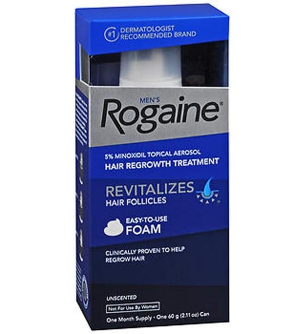 Rogaine Mens Hair Regrowth Foam 5% Unscented 1 Month Supply (Pack of 2)