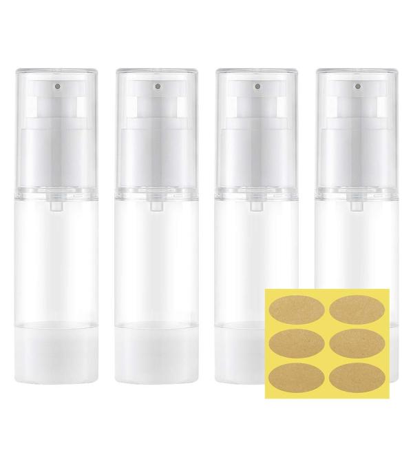 Toureal 30ml Airless Pump Dispenser - Travel-Friendly Empty Plastic Bottles for Cosmetics & Cream (4 Pack) - Buy Online on GoSupps.com