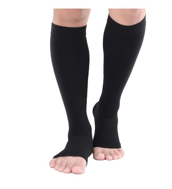 TOFLY Medical Compression Stockings 20-30 mmHg Knee High Socks - Open Toe Black - Size M - Buy Online on GoSupps.com