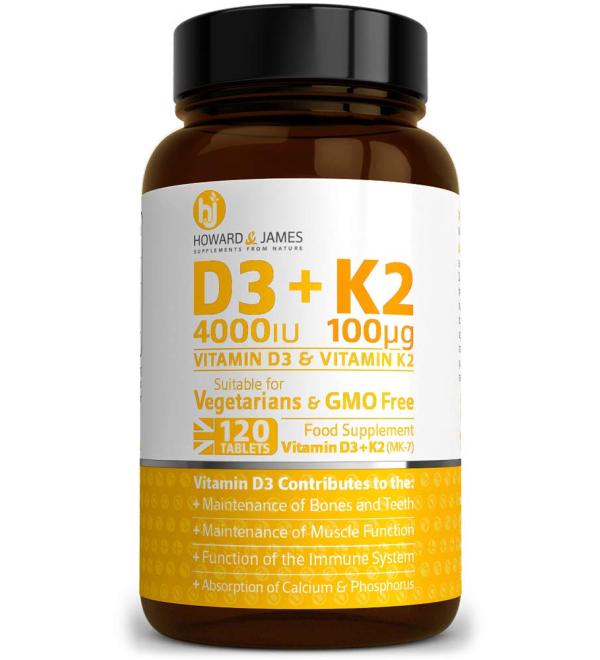 Howard & James Vitamin D3 4000iu K2 120 - Buy Online on GoSupps.com