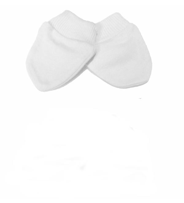 Newborn 2 Pairs of Scratch Mitts/Mittens - 100% Cotton White