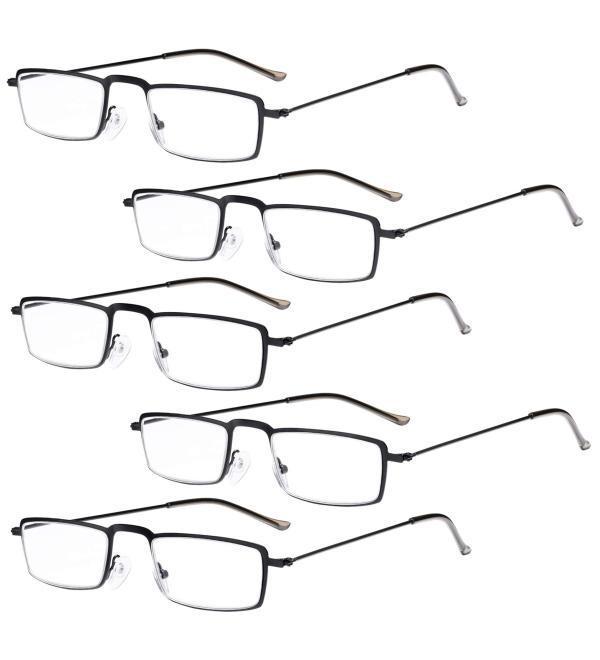 Eyekepper 5 Pack Half-Eye Reading Glasses - Thin Metal Frame Black +1.25 Magnification - Stylish & Durable Readers for All Ages - Buy Online on GoSupps.com