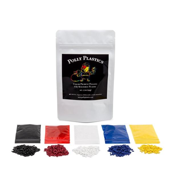 Polly Plastics Moldable Plastic Color Pellets - Blue Red Yellow Black White - Includes Color Chart - Buy Online on GoSupps.com