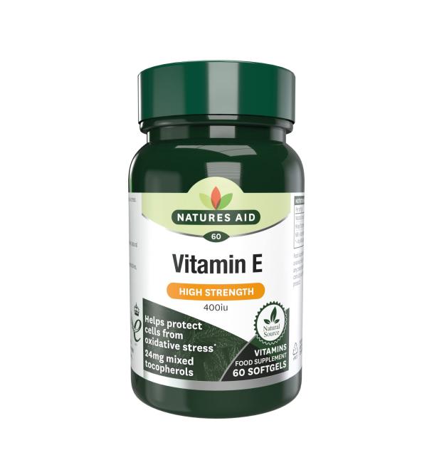 Natures Aid Aid 400iu Vitamin E - Pack of 60 Capsules - Buy Online on GoSupps.com