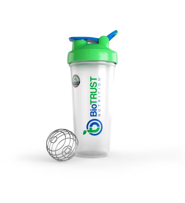 BioTRUST BlenderBottle Classic Shaker Bottle 28oz - Clear/Green - Buy Online on GoSupps.com