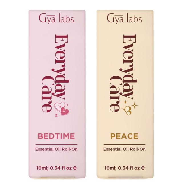 Bedtime & Peace Roll On Set - Essential Oils Aromatherapy Roll On with Essential Oil Set - 2x0.34 fl oz - Gya Labs - Buy Online on GoSupps.com