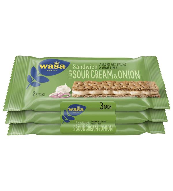 Wasa Sandwich Crispbread Sour Cream and Onion 90g