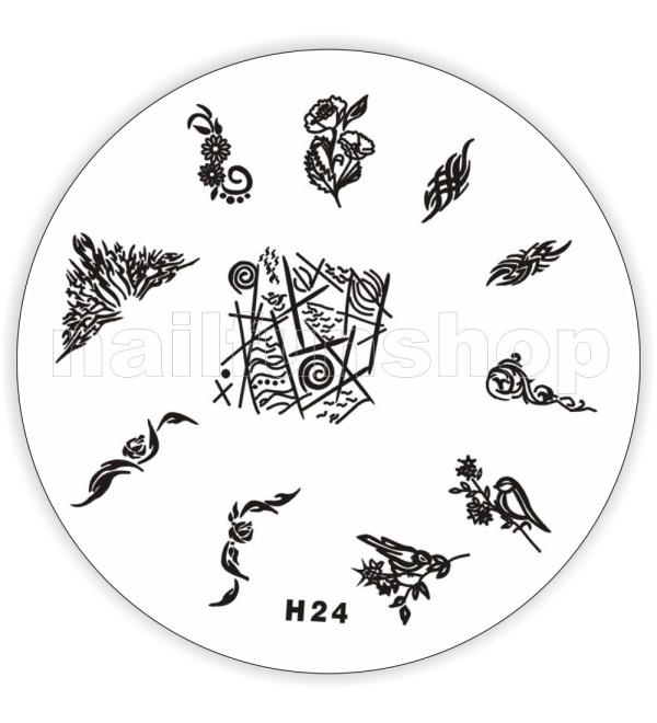 Stamping stencil H24 - Ornaments Rose Flowers Fullcover French etc.