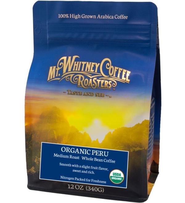 Buy Mt. Whitney Organic Peru Medium Roast Whole Bean Coffee - 12 oz (340g) - Buy Online on GoSupps.com