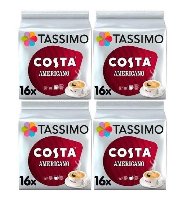 Tassimo Compatible Costa Americano Coffee Pods 16 discs - (Pack of 4 Total 64 discs 64 Drinks) - Buy Online on GoSupps.com