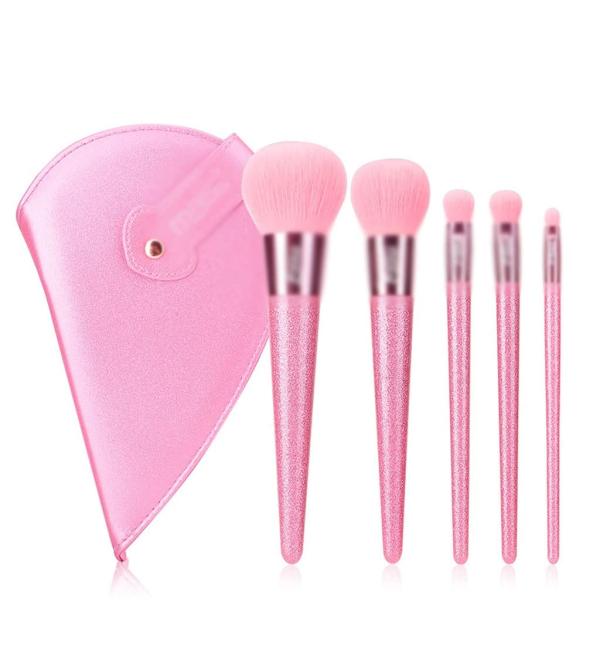 Portable Powder Brush Makeup Bag - Set of 5 Makeup Brushes for Travel | Best International Shipping - Buy Online on GoSupps.com