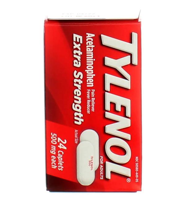Tylenol Extra Strength Pain Reliever & Fever Reducer - 24 Caplets - Buy Online on GoSupps.com