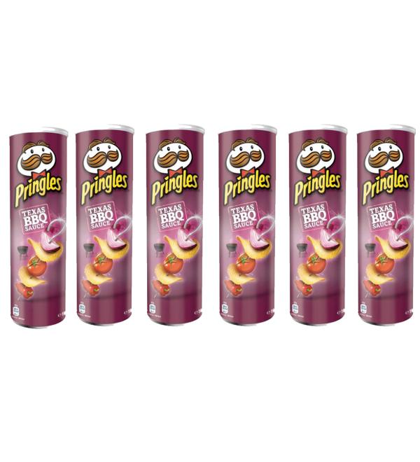 PRINGLES TEXAS BBQ SAUCE POTATO CRISPS 200G X 6 MULTIPACK Barbecue 200 g (Pack of 1)
