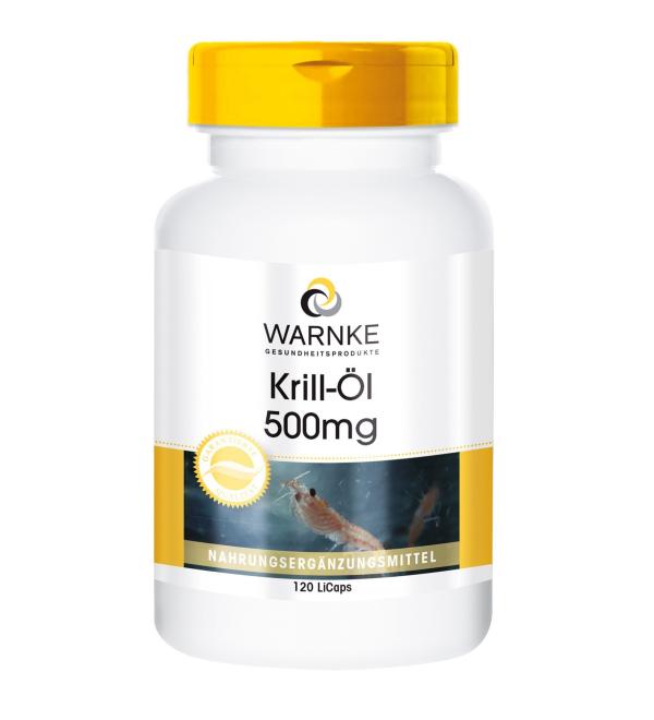 Krill oil capsules high -dose - 1500mg per daily dose - Omega 3 EPA + DHA plus Astaxanthin - 120 LiCaps |Warnke vital substances - German pharmacy quality