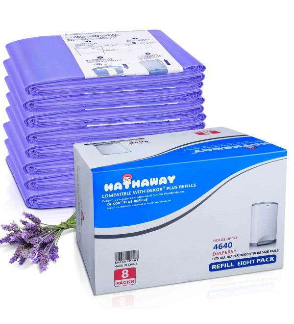 Refills Compatible with Dekor Plus Diaper Pail Refills 8 Pack Diaper Pail Liners with Lavender Scent - Buy Online on GoSupps.com