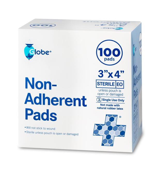 Globe Sterile Non-Adherent Pads 3x4 100pk - Buy Online on GoSupps.com