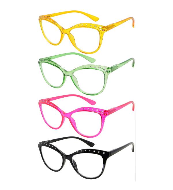 Eyekepper 4-Pack Cat Eye Reading Glasses for Women - Stylish Rhinestone Readers +2.50 | International Shipping Available - Buy Online on GoSupps.com