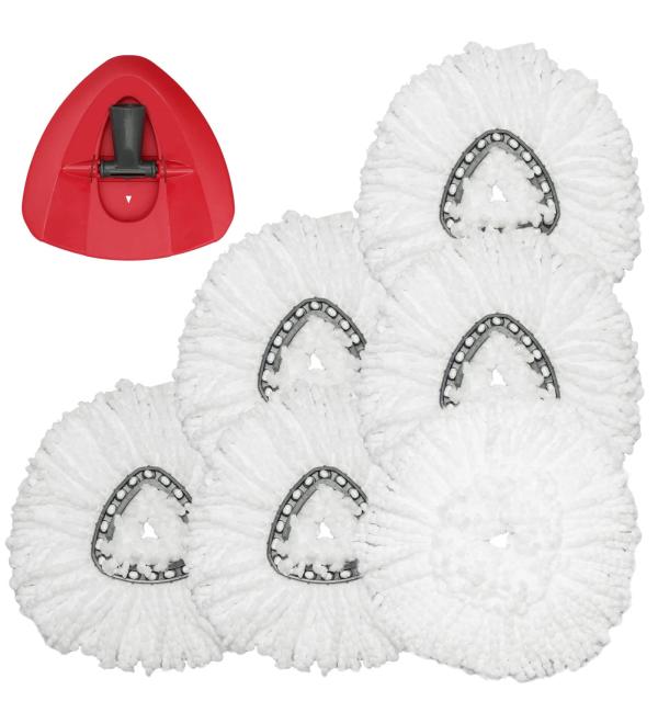 6 Pack EasyWring Mop Refills with Rotating Base - Compatible with O-Cedar Spin Mop | Replacement Microfiber Heads for Easy Cleaning - 6 Pack White - Buy Online on GoSupps.com