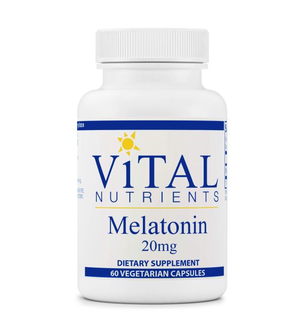 Vital Nutrients Melatonin 20mg - 60 Vegetarian Capsules for Sleep Support - Buy Online on GoSupps.com