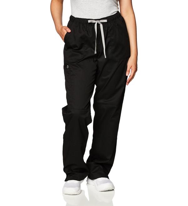 WonderWink Women's Tall-Plus-Size Wonderwork Straight Leg Cargo Scrub Pant - Medium Black | Comfortable and Stylish Scrubs for Healthcare Professionals - Buy Online on GoSupps.com