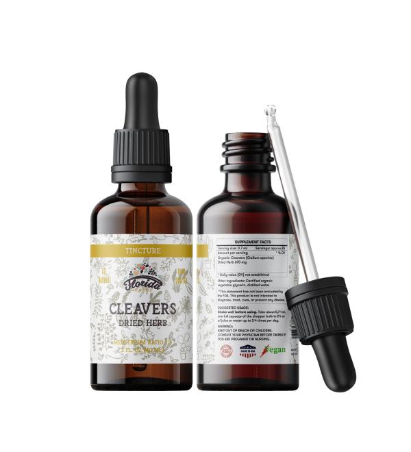 Cleavers Tincture Organic Cleavers Extract Cleavers Drops (Galium aparine) Dried Herb 2 fl oz (Pack of 1)