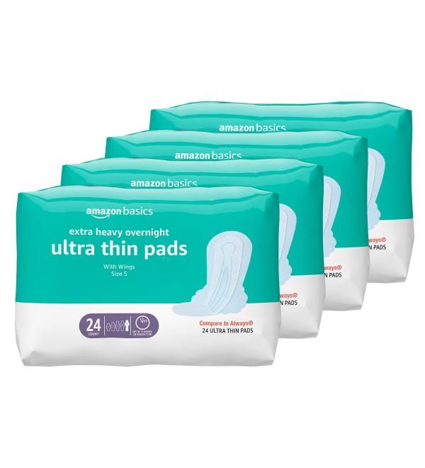 Amazon Basics Ultra Thin Pads Overnight Heavy - Buy Online on GoSupps.com