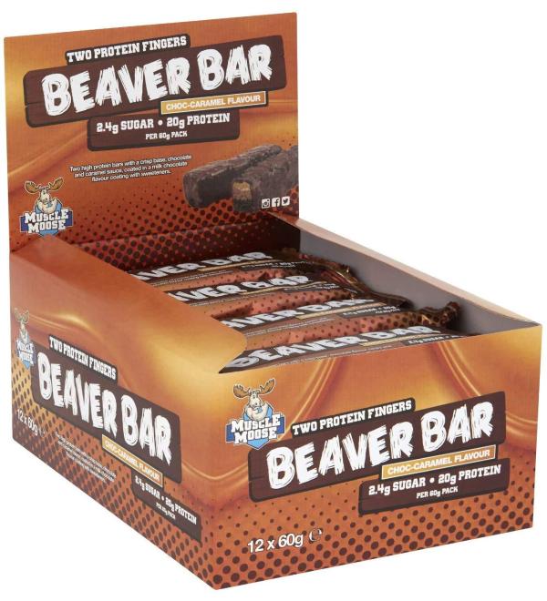 Muscle Moose Beaver Bar Choc Caramel 12x60g - Buy Online on GoSupps.com