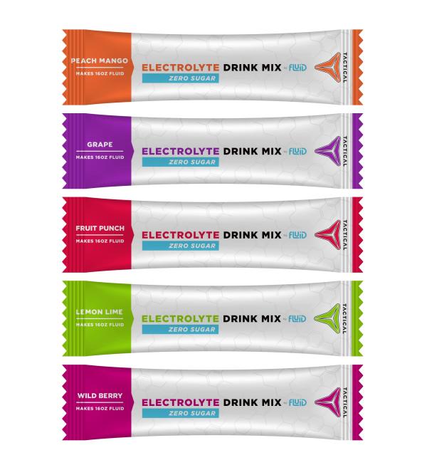 Fluid Tactical Zero Sugar Keto Electrolyte Powder Hydration Packets - Variety 25 Count - Made in USA - Buy Online on GoSupps.com