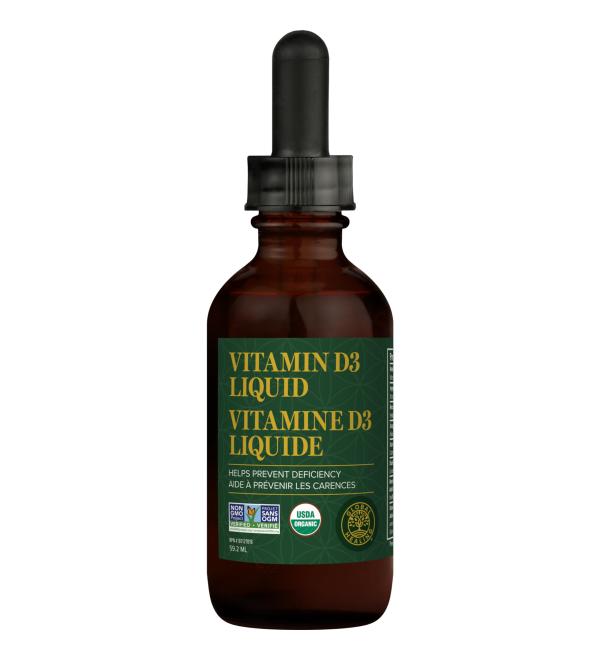 Global Healing USDA Organic Vitamin D3 Liquid Supplement Drops for Men & Women - Pure Vegan Friendly Non-GMO - Helps Support Bones Immune System and Joints (2 Oz)