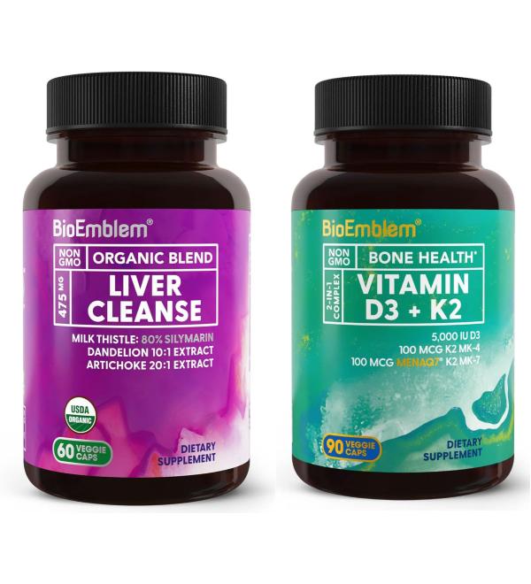 BioEmblem Vitamin D3 K2 USDA Organic Liver Cleanse