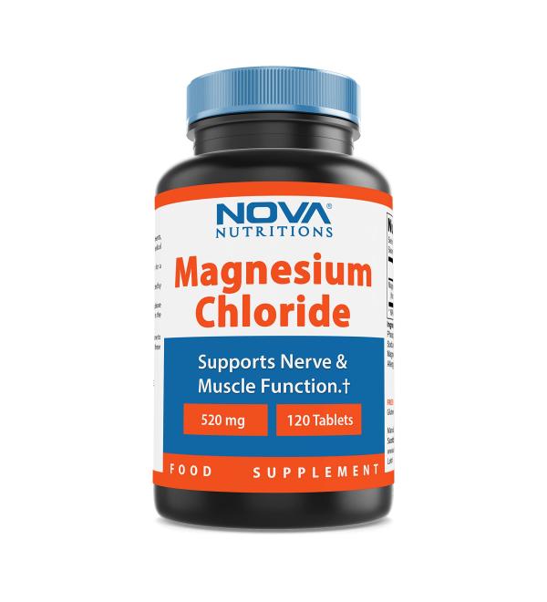 Nova Nutritions Magnesium Chloride 520mg - 120 Tablets for Healthy Nervous System Support - Buy Online on GoSupps.com