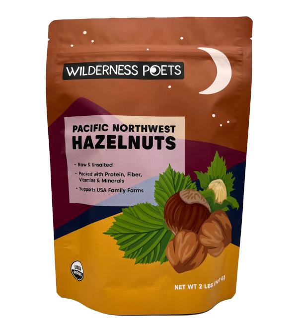 Wilderness Poets Organic Raw Oregon Hazelnuts with Skins - No Shells - 2lb Bulk Size - Buy Online on GoSupps.com