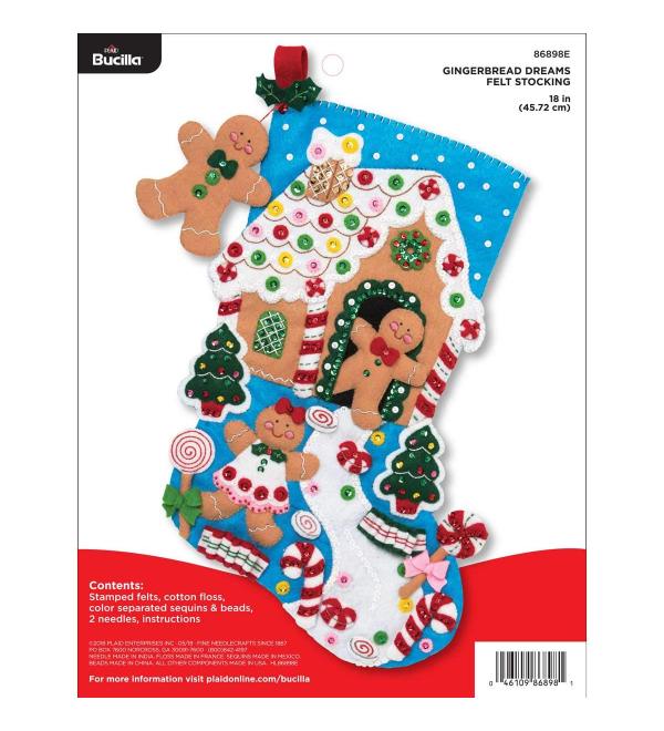 Bucilla Gingerbread Dreams 18 Christmas Stocking Felt Kit 86898E | DIY Holiday Decor - Buy Online on GoSupps.com