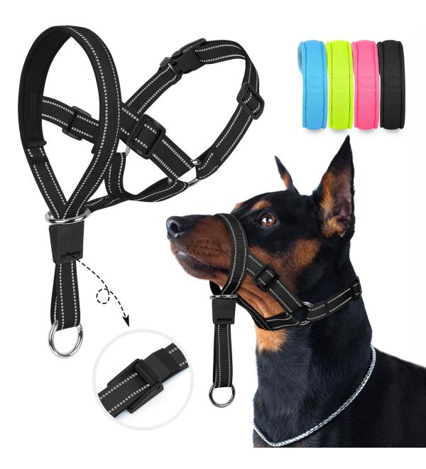 Buy Weesiber Gentle Leader Dog Halter - Adjustable Muzzle for Large Dogs | Padded & Strong Pull Prevention - Black - Buy Online on GoSupps.com