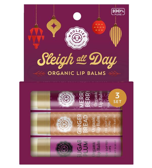 Woolzies Natural Moisturizing Organic Lip Balm (Sleigh All Day)