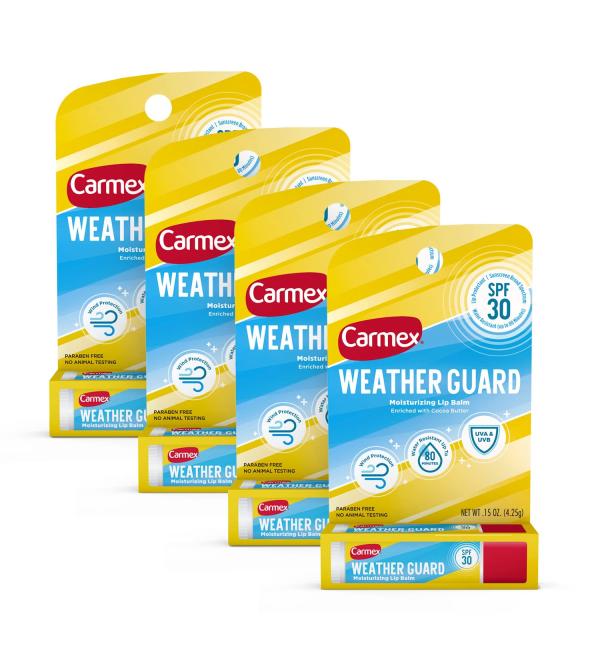 Carmex Weather Guard Lip Balm SPF 30 4Ct - Buy Online on GoSupps.com