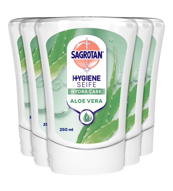 Sagrotan No-Touch Aloe Vera Refill - 5x250ml Hand Soap for Automatic Dispenser | International Shipping - Buy Online on GoSupps.com
