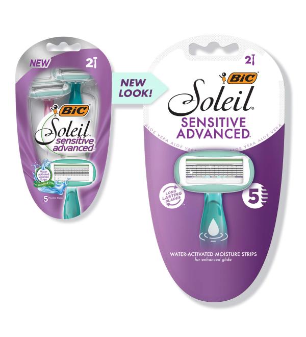 BIC Soleil Sensitive Advanced Women's Disposable Razor - 5 Blade - 2 Count - For Flawlessly Smooth Shave - Green (Pack of 1) - Buy Online on GoSupps.com