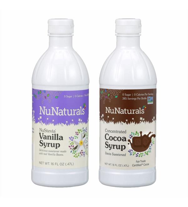 NuNaturals NuStevia Cocoa Syrup - 16 fl oz Zero Calorie Sweetener - Buy Online on GoSupps.com
