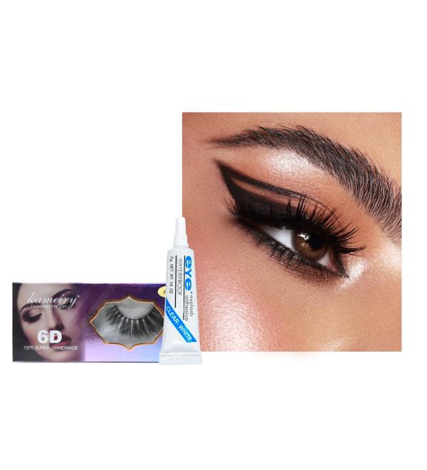 False Eyelashes 1Pair Reusable Eyelashes with Glue Volume Fluffy Wispy Eyelashes Dramatic Thick Lashes Cat Eye Lashes for Party Travel - Buy Online on GoSupps.com