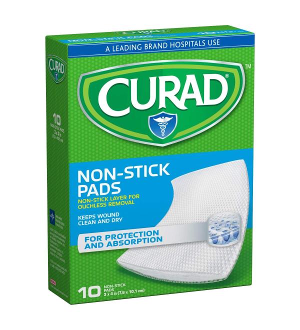 Curad Medium Non-Stick Pads 3 Inches X 4 Inches 10 Each (Pack of 4)
