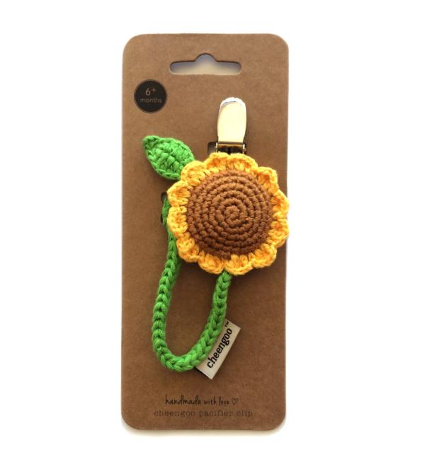 Cheengoo Organic Hand Crocheted Pacifier Clip - Sunflower
