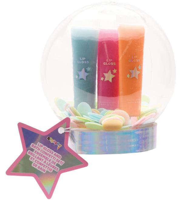iscream Winter Wonderland Snowglobe 3-piece Lip Gloss and Bath Confetti Set Gloss & Bath Confetti